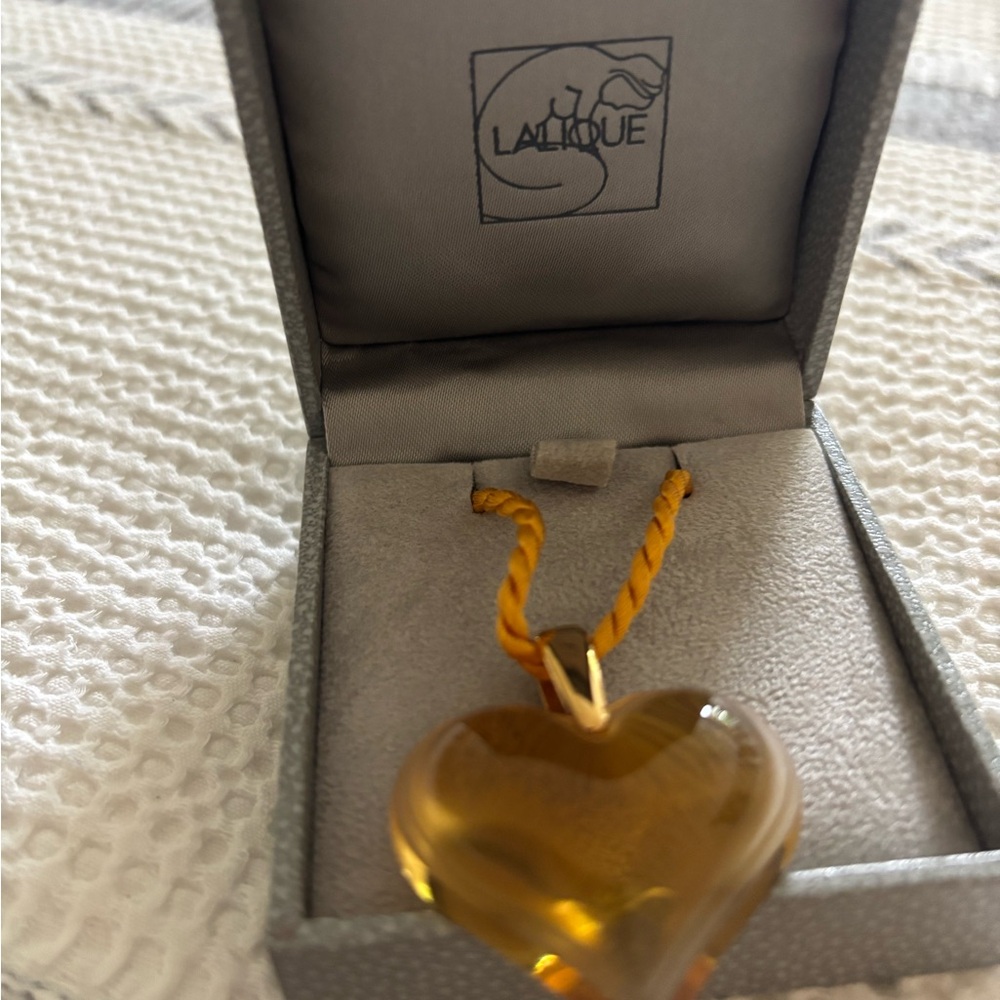 Lalique Gold Heart Pendant Necklace